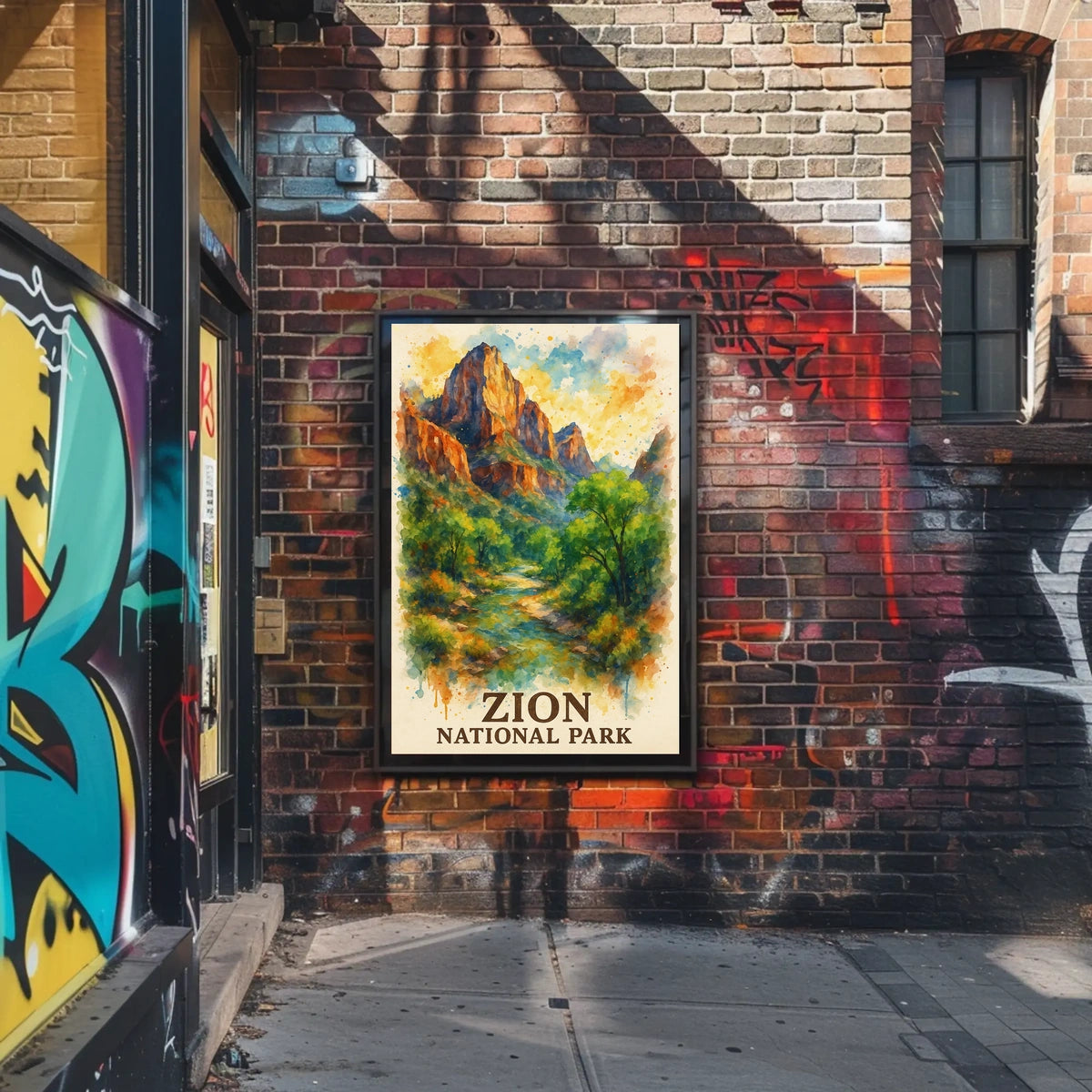 Zion National Park Watercolor Landscape Art Poster