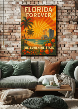 Florida's Iconic Sunshine Vintage Travel Poster