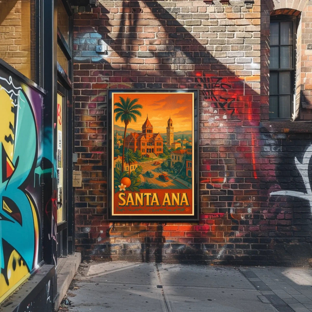 Santa Ana Retro Travel Scene Art Print Travel Poster