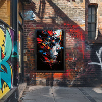 Futuristic Cyberpunk Face Art Poster: Tech Fusion