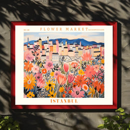 Istanbul Cityscape with Flowers - Urban or Cityscape Poster