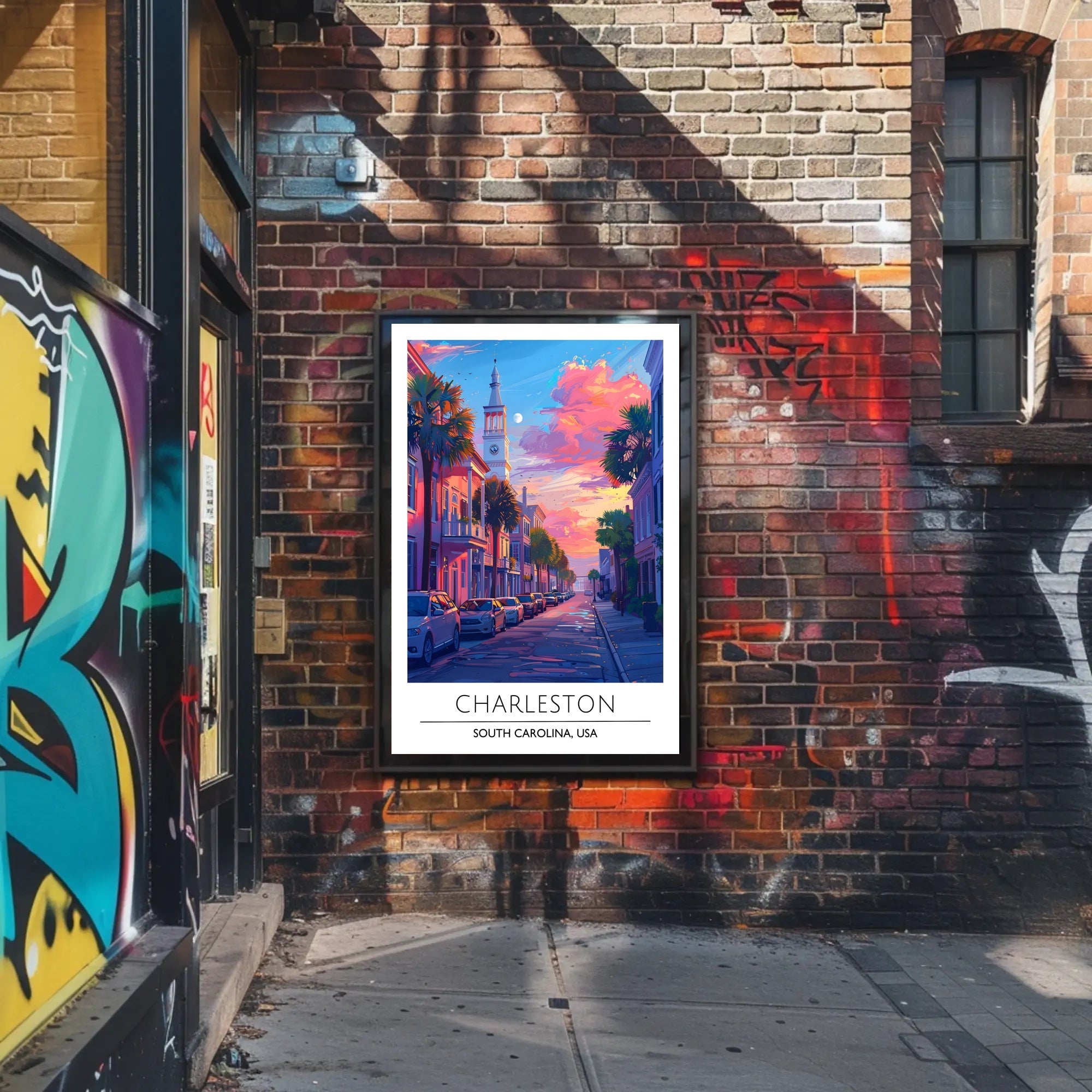 Charleston Street Scene: Vibrant Urban or Cityscape Poster