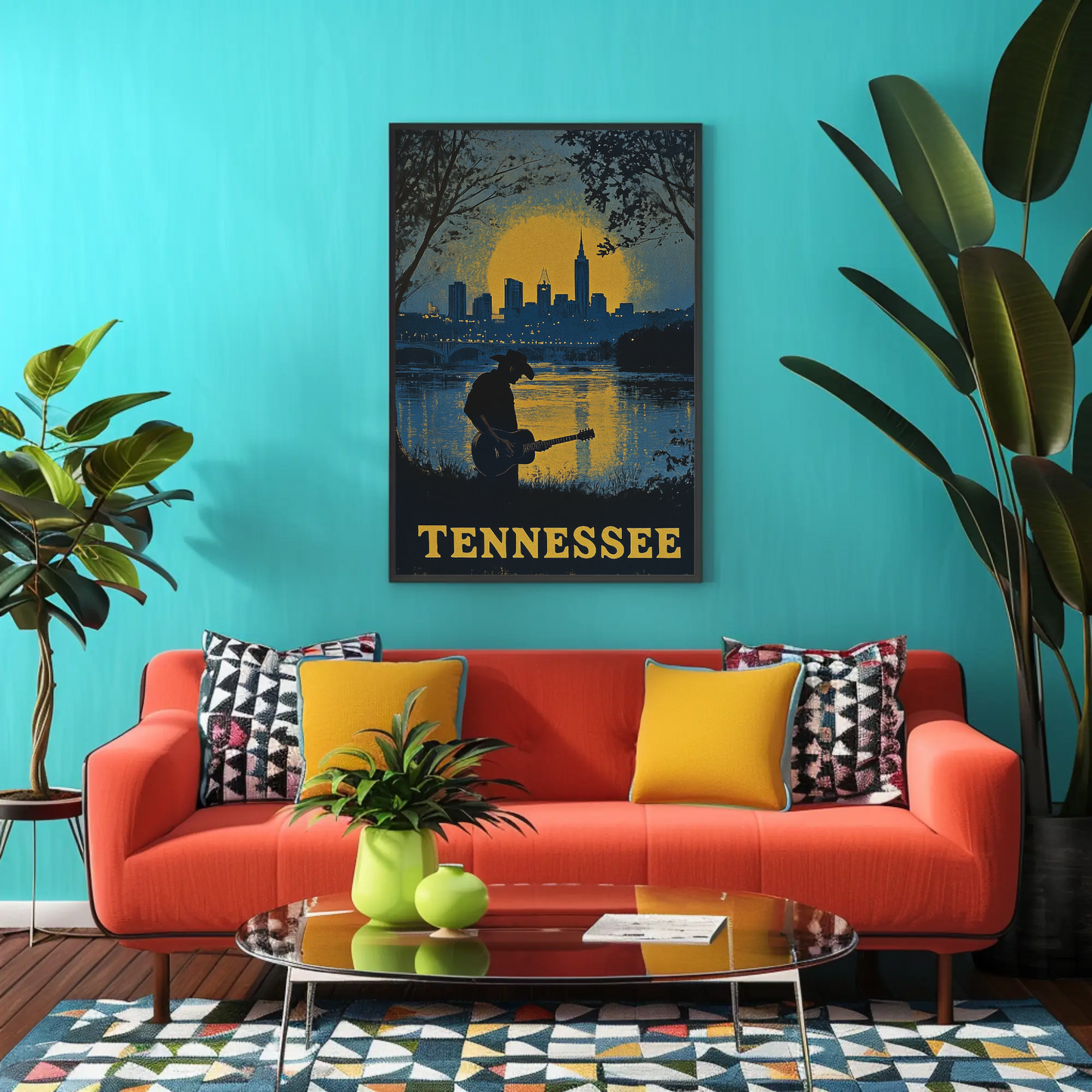 Tennessee Vintage Poster - Music and Cityscape