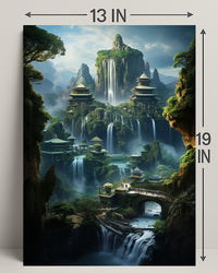 Enchanted Waterfall City Poster