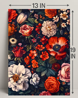 Floral Symphony Against Darkness: Artistic Poster