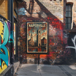 Naperville Skyline Illinois Cityscape Travel Minimalist Photography Realism Urban Collectors Poster