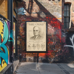 Harry S Truman 33rd President Sketch Poster Wall Art Print PosterGoat