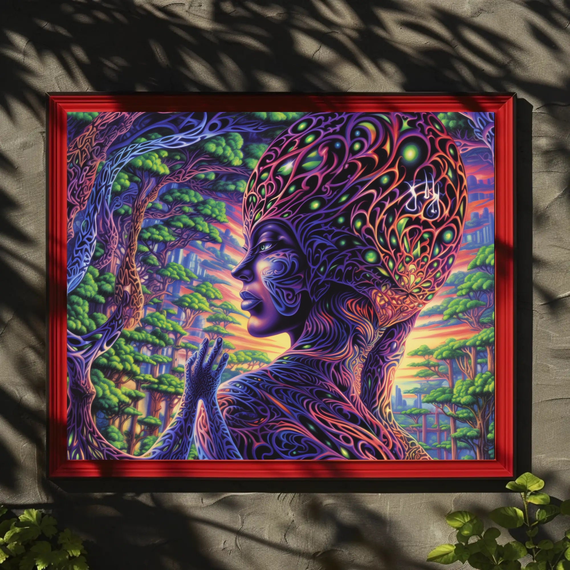 Psychedelic Alien Figure in Surreal Nature Fantasy or Mythology Poster