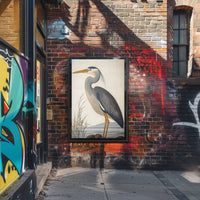 Heron Illustration Poster Elegant Coastal Wall Art