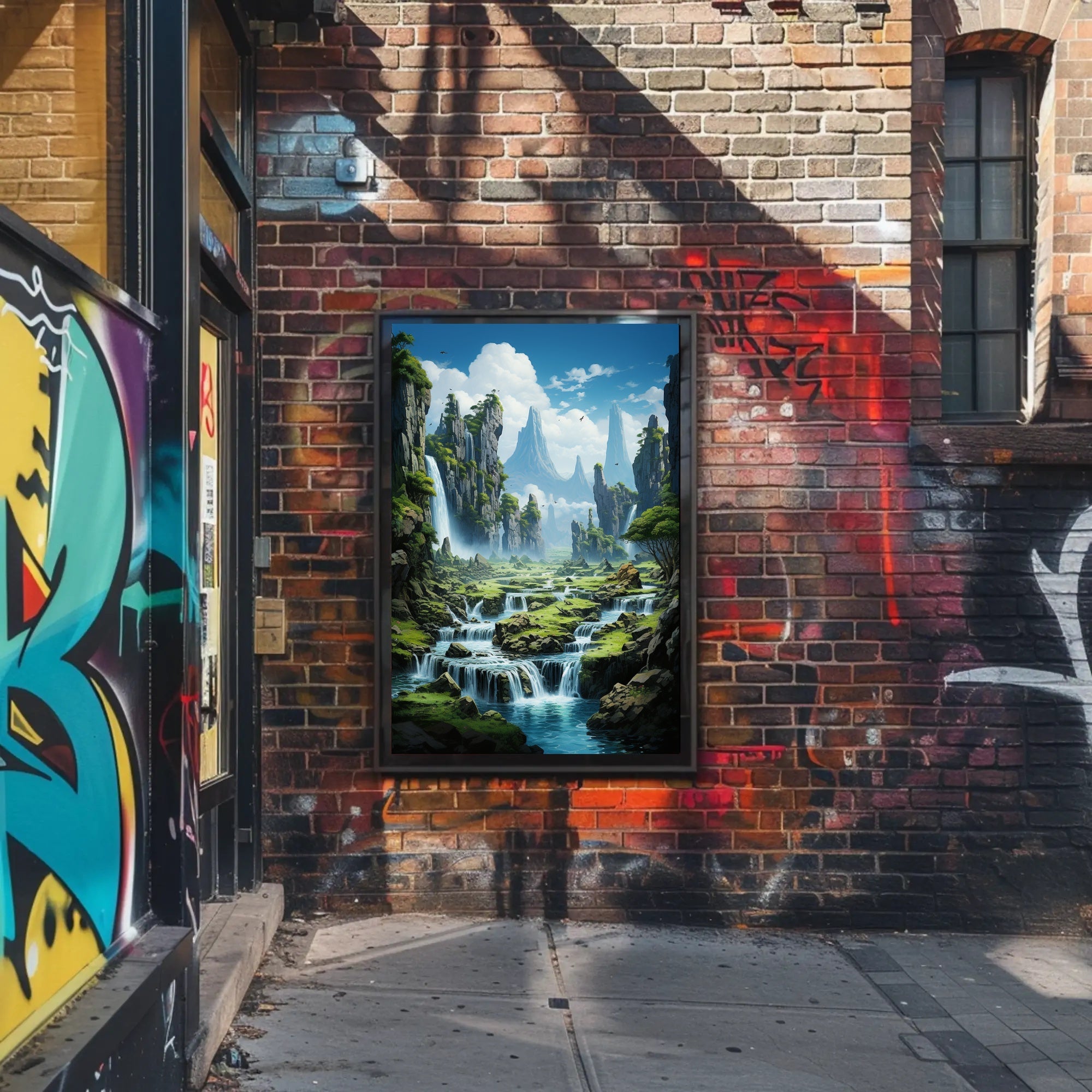 Serene Waterfall Landscape Poster