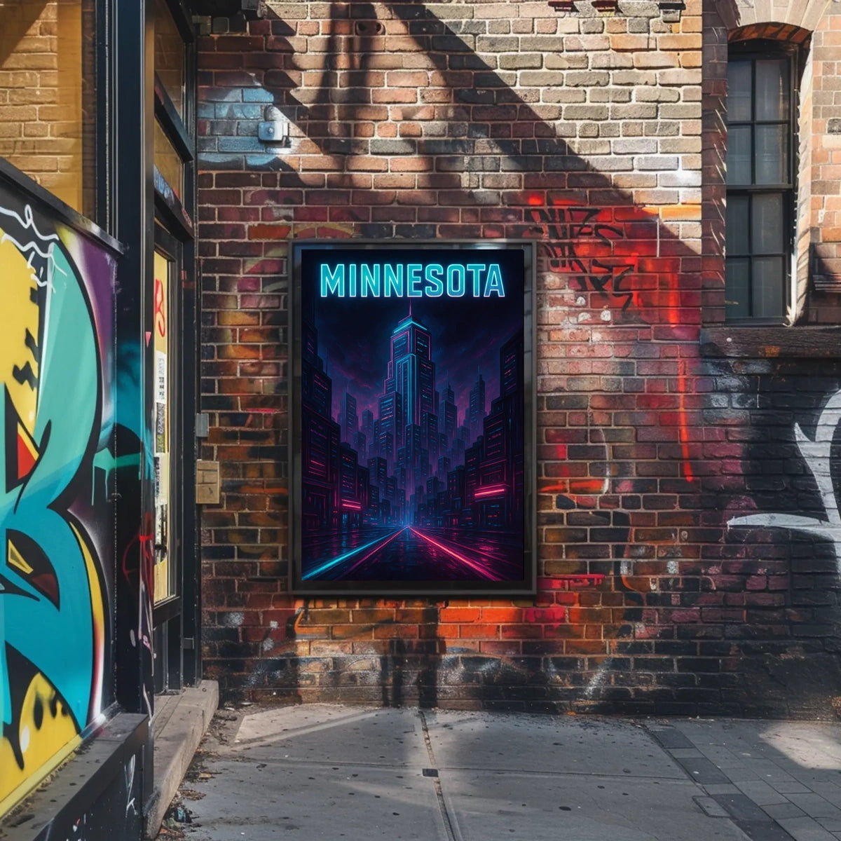 Neon Minnesota Skyline Poster