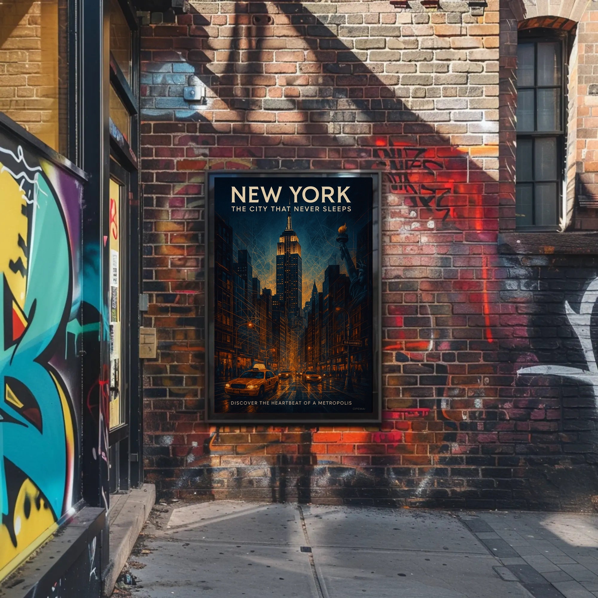 New York City Lights Vintage Urban Cityscape Poster