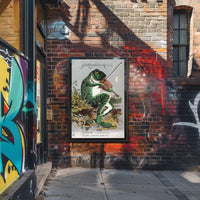 Whimsical Frog Playing Violin Vintage Advertisement Poster PosterGoat