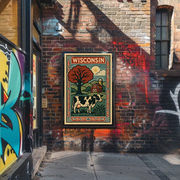 Wisconsin Countryside Vintage Rustic Cozy Poster