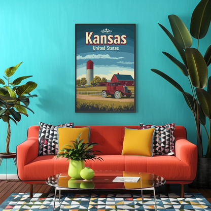 Kansas Farm Truck Vintage Poster