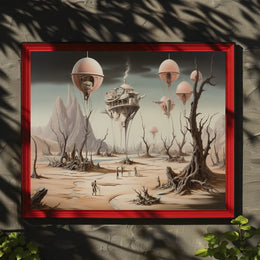 Surreal Landscape with Futuristic Technology Sci-Fi Poster