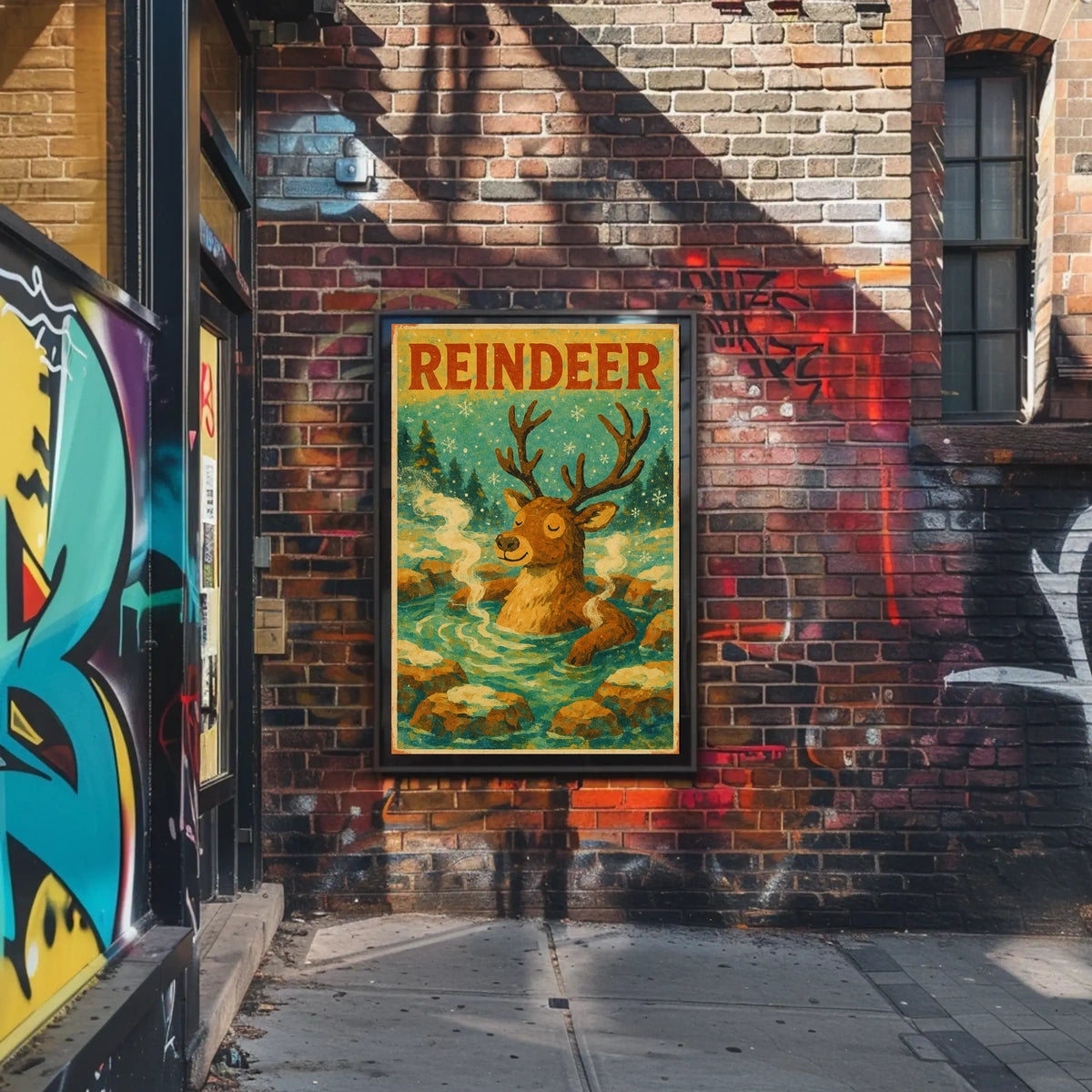 Relaxed Reindeer in Nature Animal Poster