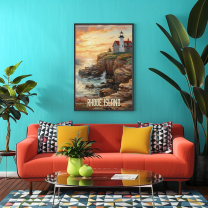 Vintage Poster - Rhode Island Lighthouse United States
