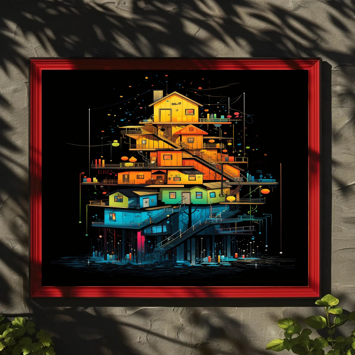Colorful Stacked Houses Poster