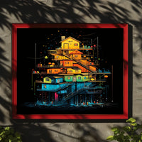 Colorful Stacked Houses Poster