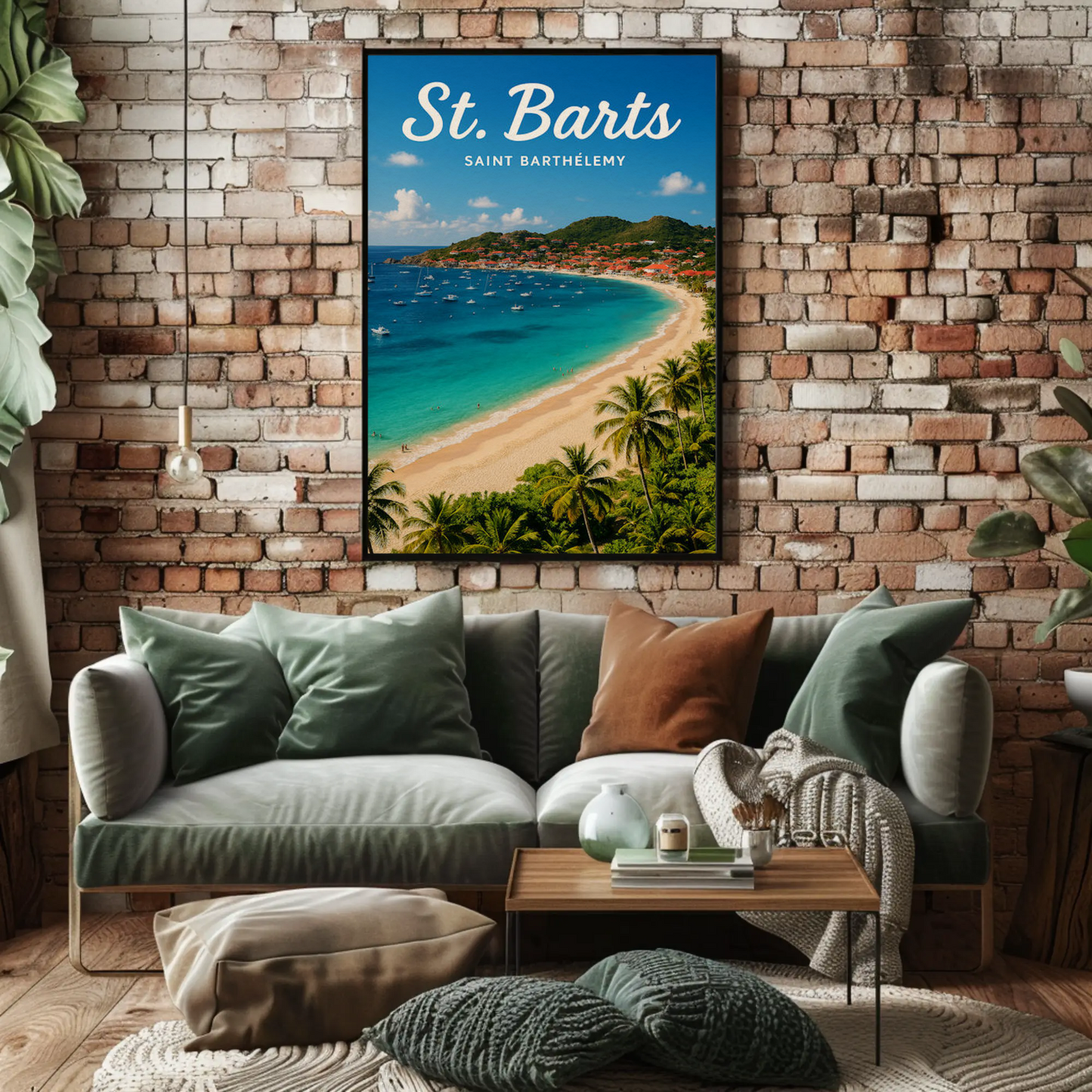 St Barts Caribbean Island Beach Coastline Travel Poster