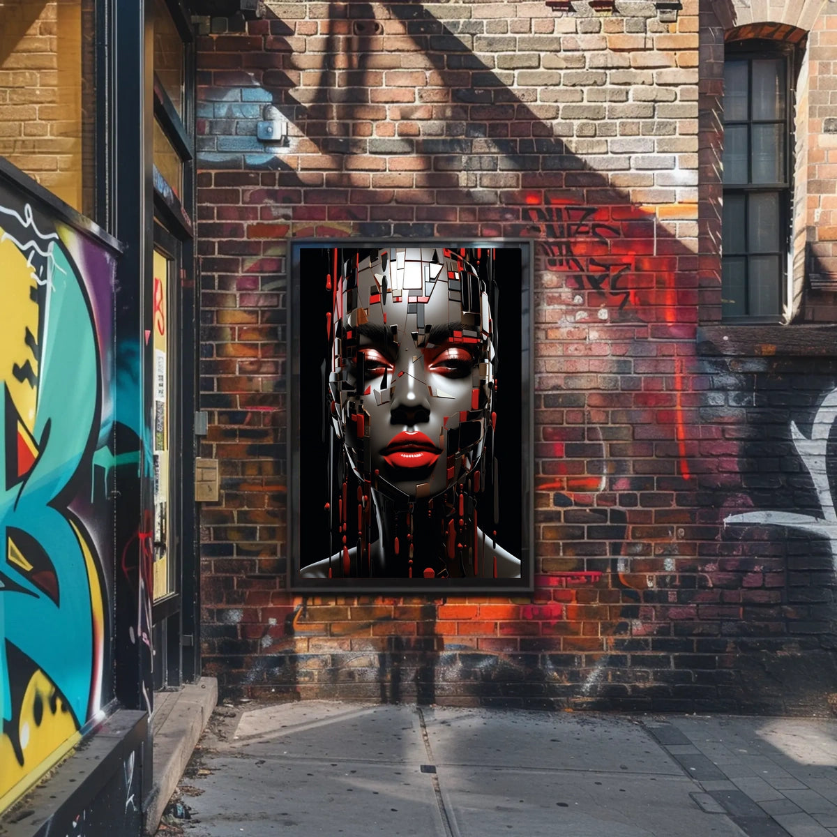 Futuristic Abstract Face Poster: Digital Art Print