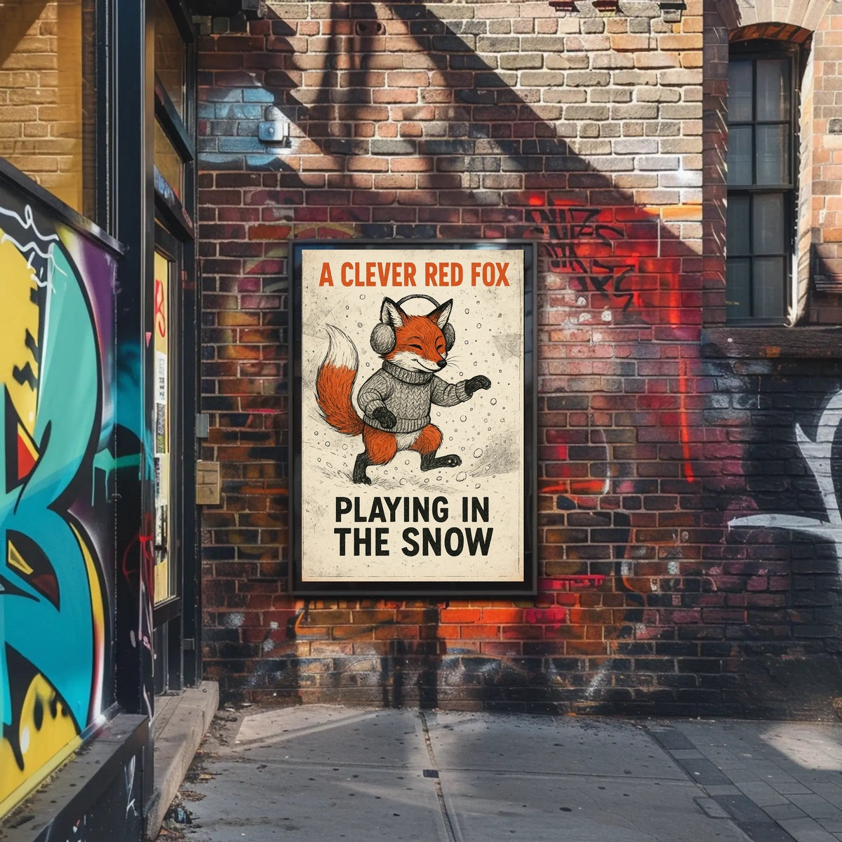 Fox Playing In Snow Poster