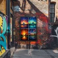 Egyptian Pyramids in Dreamlike Celestial Landscapes Cultural Poster