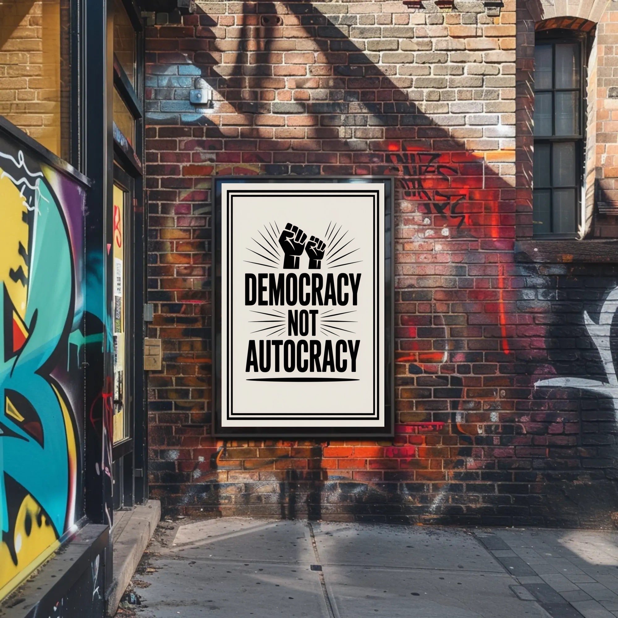 Democracy Not Autocracy Political or Propaganda Poster