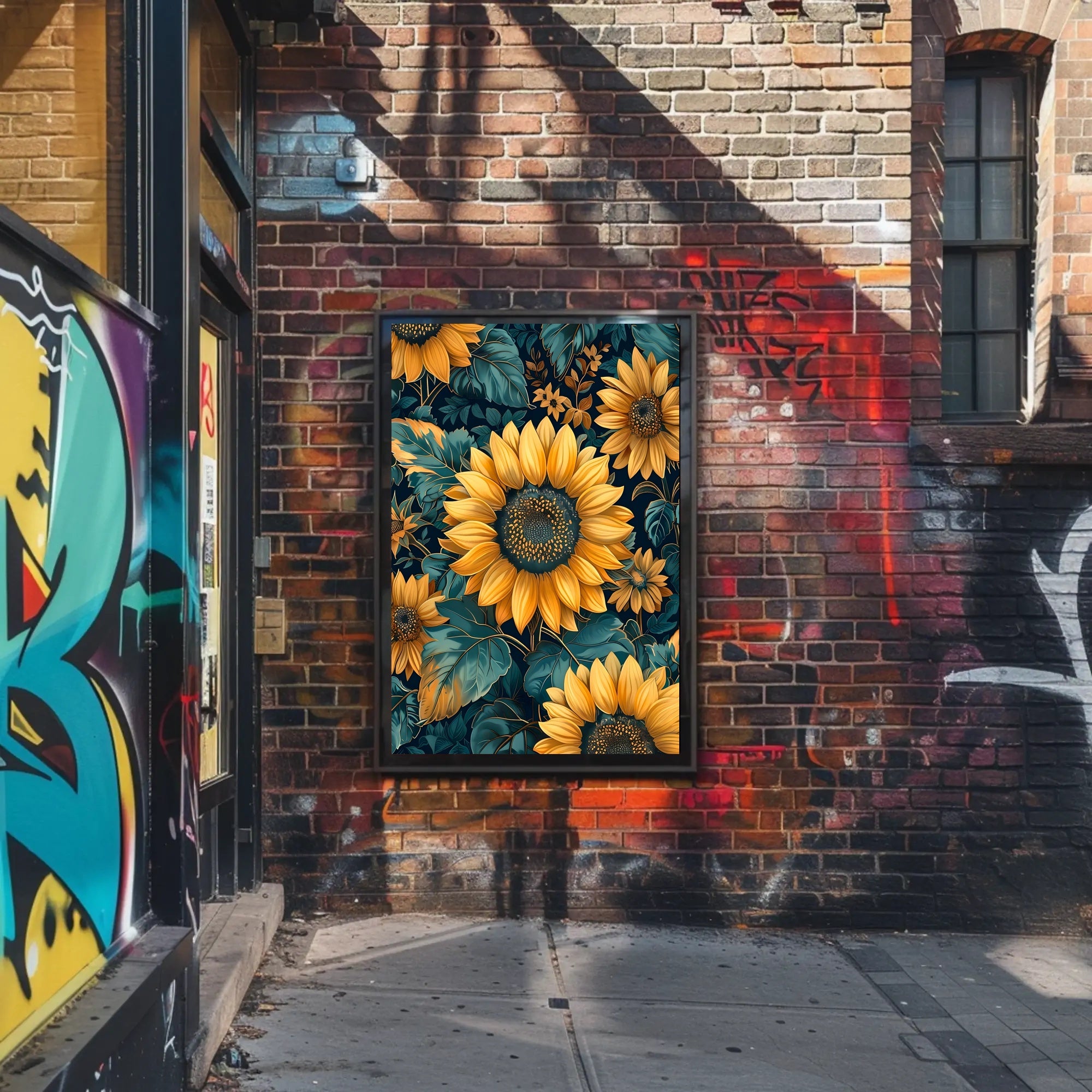 Vibrant Sunflower Botanical Art Print - Abstract or Artistic Poster