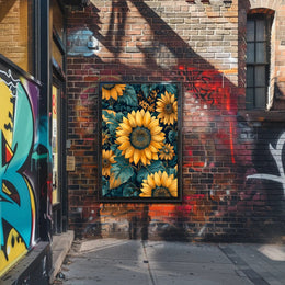 Vibrant Sunflower Botanical Art Print - Abstract or Artistic Poster