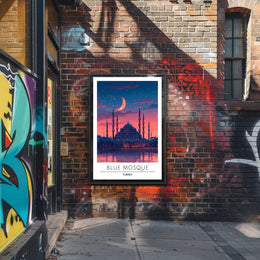 Blue Mosque Twilight Silhouette Cultural or Heritage Poster