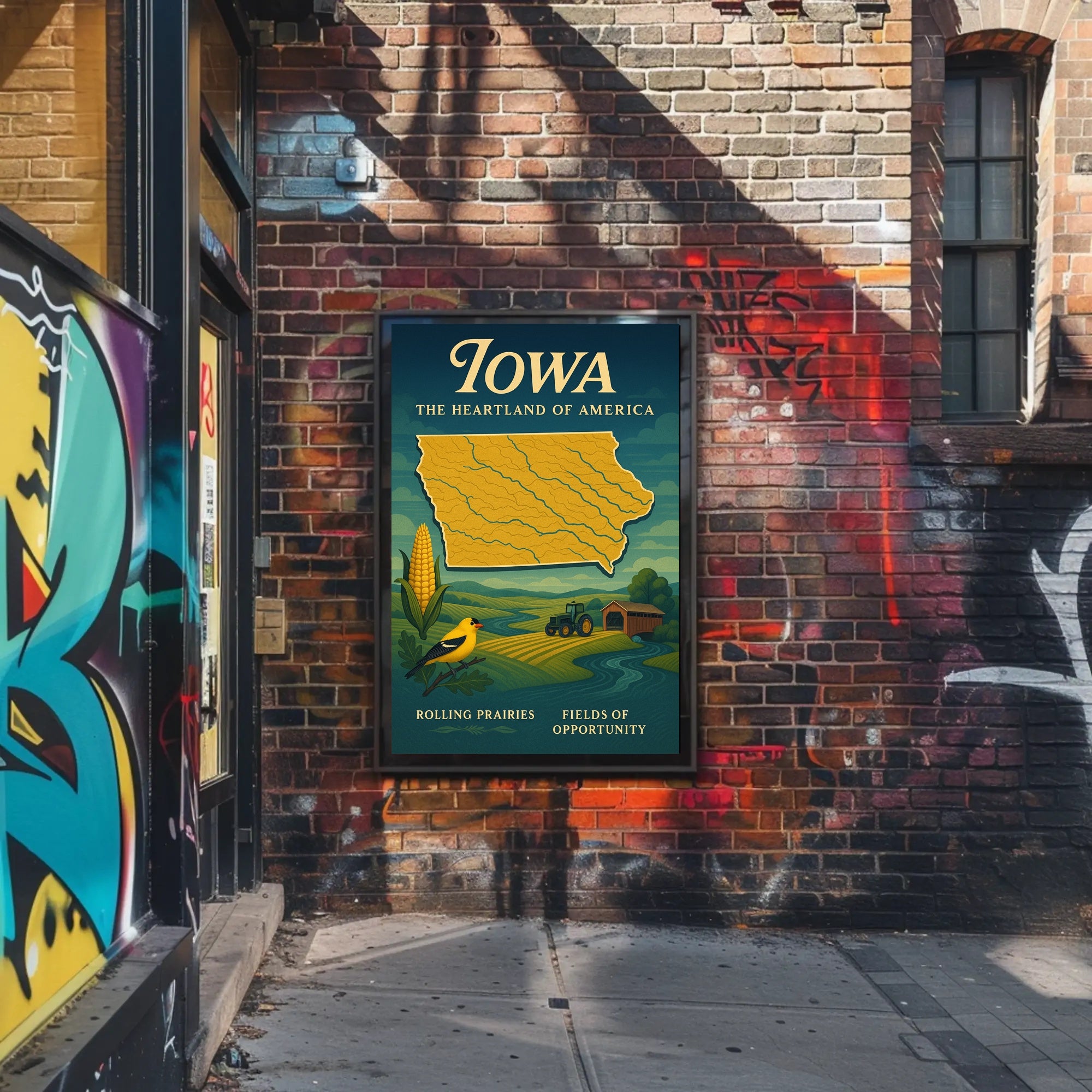 Iowa Heartland Vintage Travel Poster