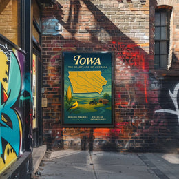 Iowa Heartland Vintage Travel Poster