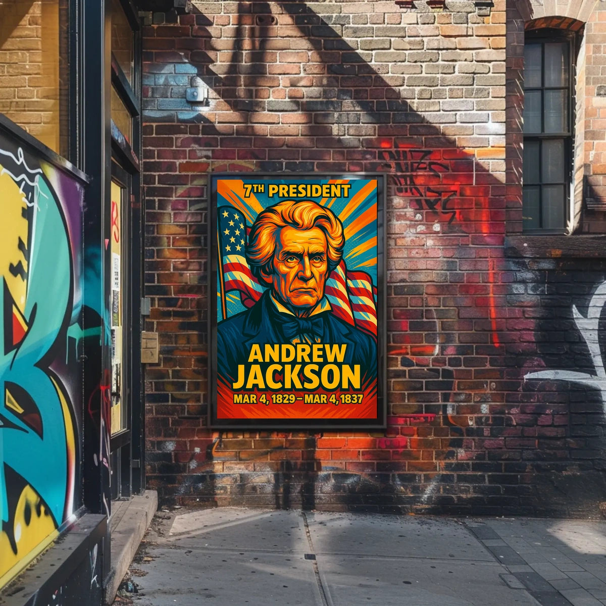 Andrew Jackson 7th President of the United States Colorful Comic Book Style Poster