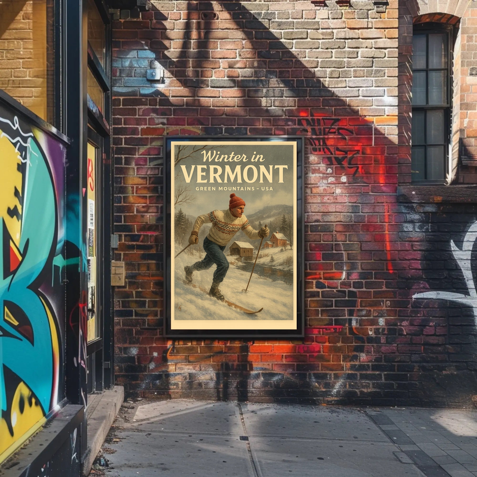Vermont Winter Scenic Poster Wall Art Print