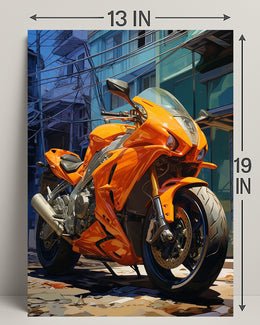 Vibrant Urban Motorcycle Poster PosterGoat