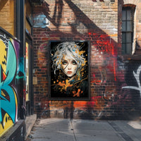 Striking Abstract Portrait with Vibrant Geometric Elements