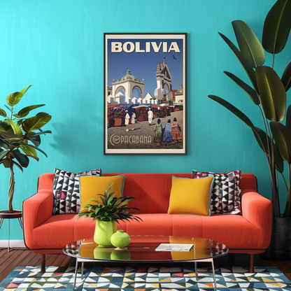 Copacabana Bolivia Vintage Poster