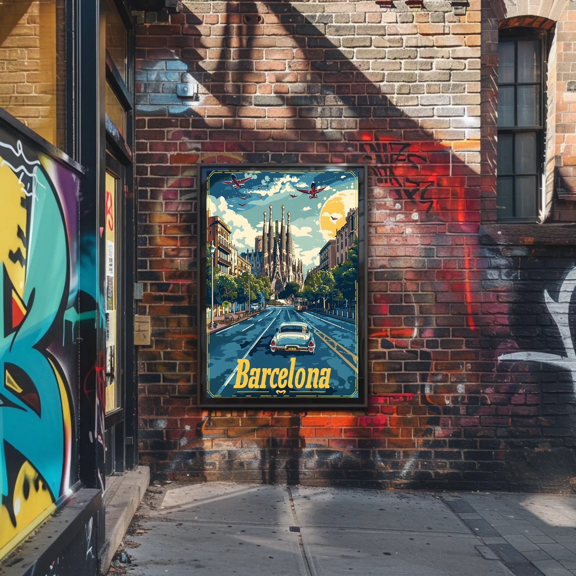 Barcelona Retro Travel Poster