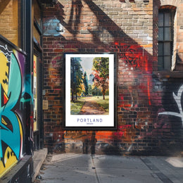 Portland Park in Watercolor: Urban or Cityscape Poster PosterGoat