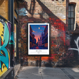 Milan Cathedral Twilight Cityscape Poster
