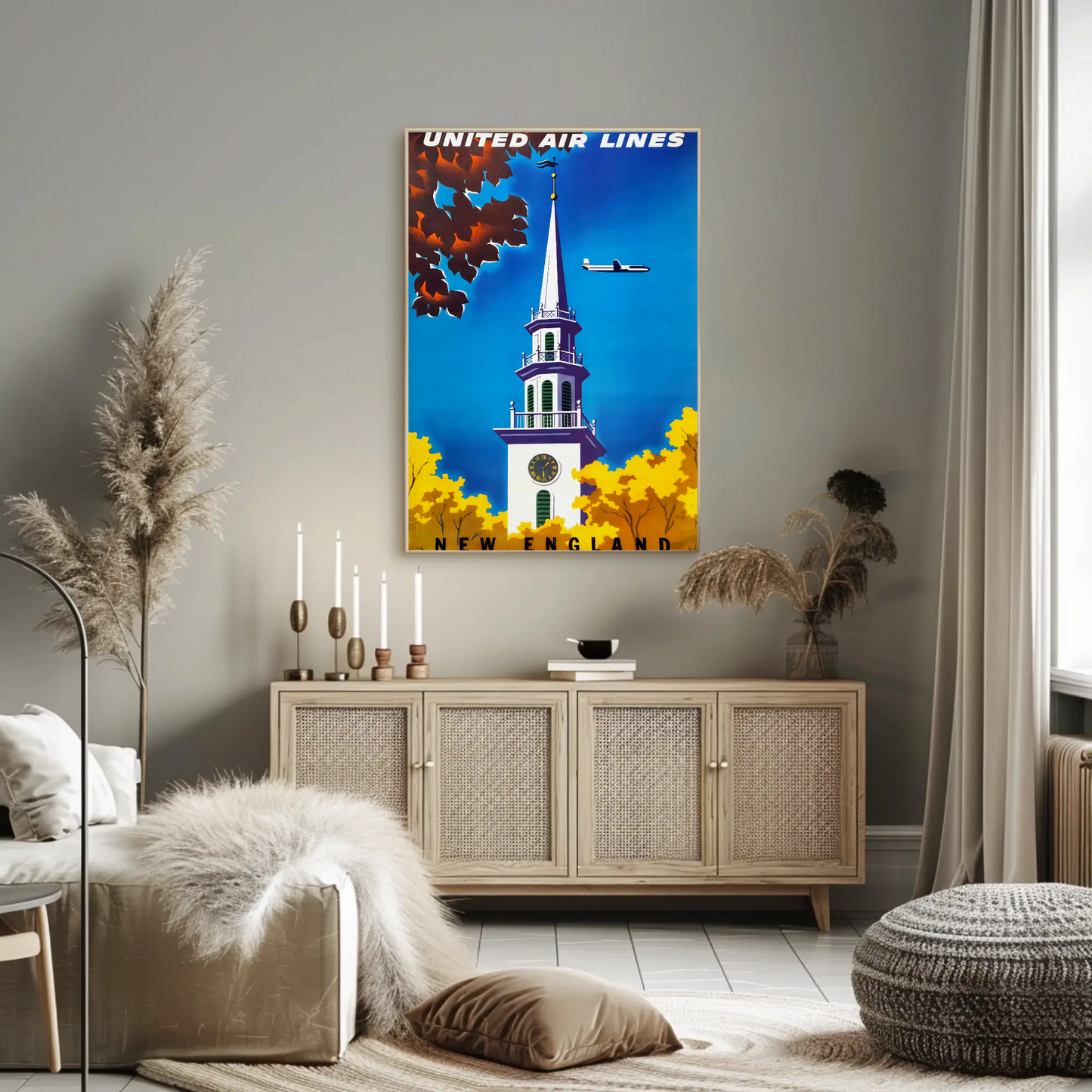New England Travel Poster - United Air Lines