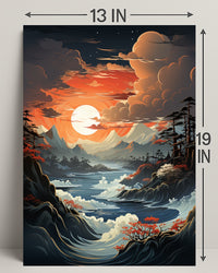 Serene Sunset Over Majestic Waters Poster PosterGoat
