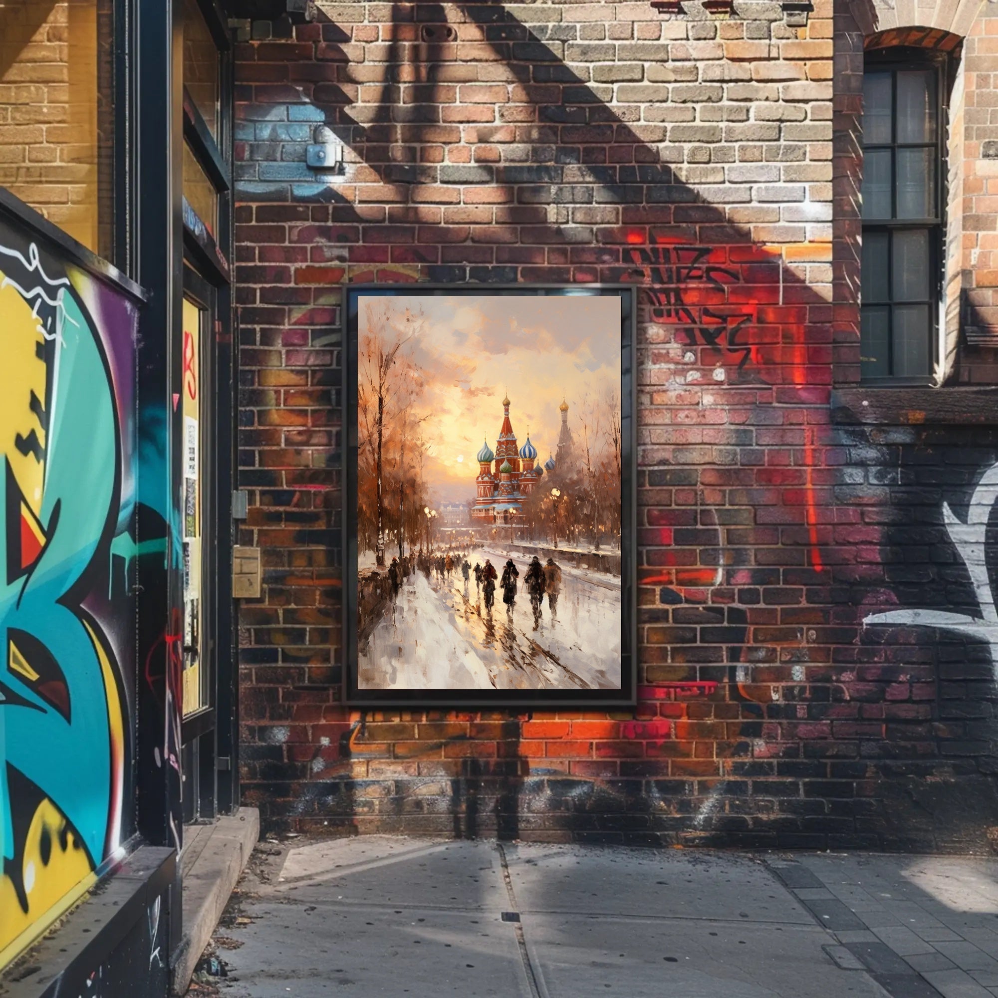 Winter Stroll By St. BasilS Cathedral Poster