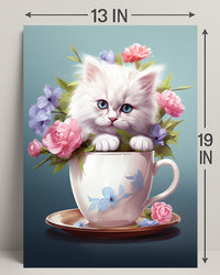 Kitten In A Teacup Poster PosterGoat