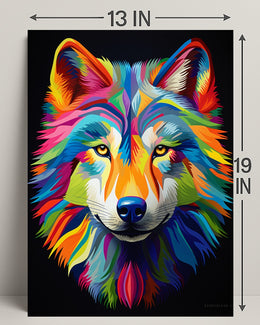 Vibrant Wolf Portrait Poster PosterGoat