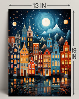 Enchanted Cityscape By Moonlight Poster