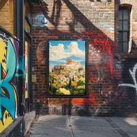 Ancient Athens Acropolis Vintage Art Travel Poster