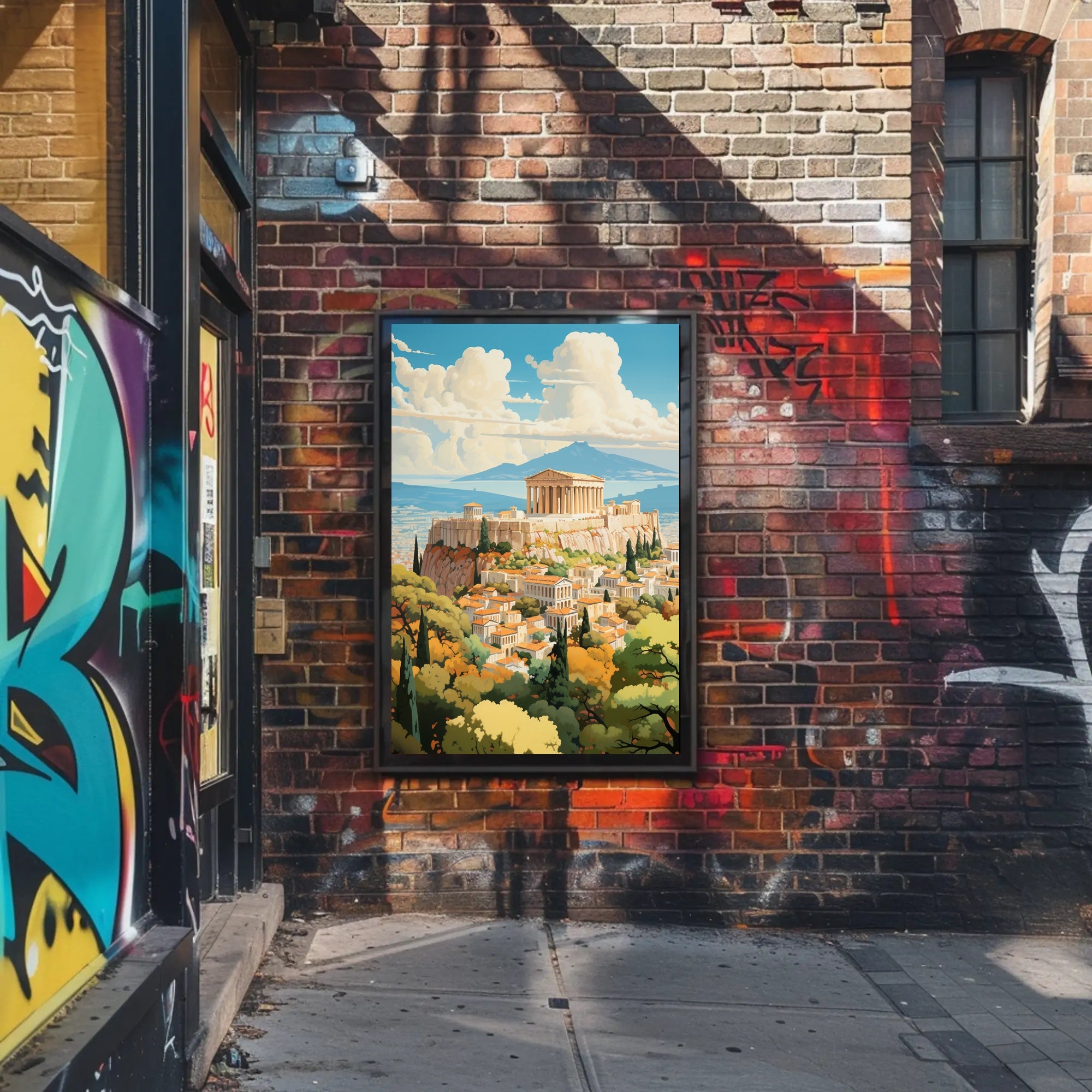 Ancient Athens Acropolis Vintage Art Travel Poster